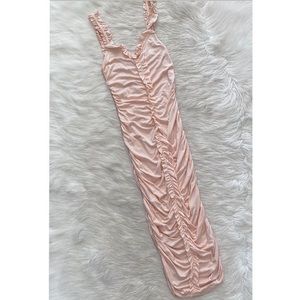 Rachel Pally Light Pink Sleeveless Ruched Slinky Maxi Dress